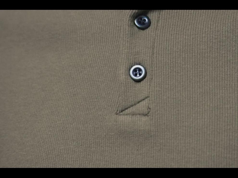 Men's Retro Cotton Henley Shirt - Coarse Thread 230g, Solid Color, Short-Sleeve Fitness Top