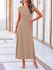 2025 Summer European-American Casual Knit Crop Top & High Waist Midi Skirt Set