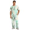 Men's Home Pajama Set, Short Sleeve Top and Long Pants with Button Fly and Drawstring Waist