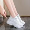 Fashion White Platform Women's Sneakers 2025 Spring Lace-Up Thick Bottom Vulcanize Shoes Woman Pu Leather Breathable Sports Shoes Ladies