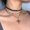 Y2K Spicy Girl Dark Star Leather Choker Necklace - Pure Desire Clavicle Chain