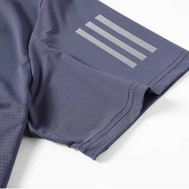 Camicia a maniche corte in rete di seta, Top tinta unita girocollo da uomo per l'estate, T-shirt sportiva ad asciugatura rapida con effetto ghiaccio per uomo