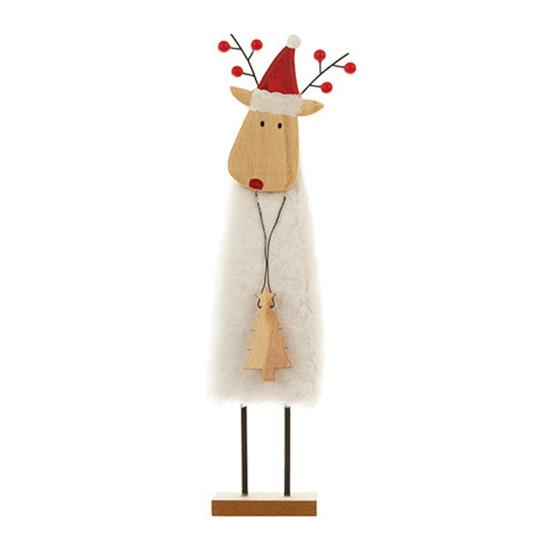 Yousheng Christmas Tabletop Decoration Plush Wool Felt Reindeer Santa Tree Figurine with Wooden Base for Winter Tiered Tray Mantel Decor
