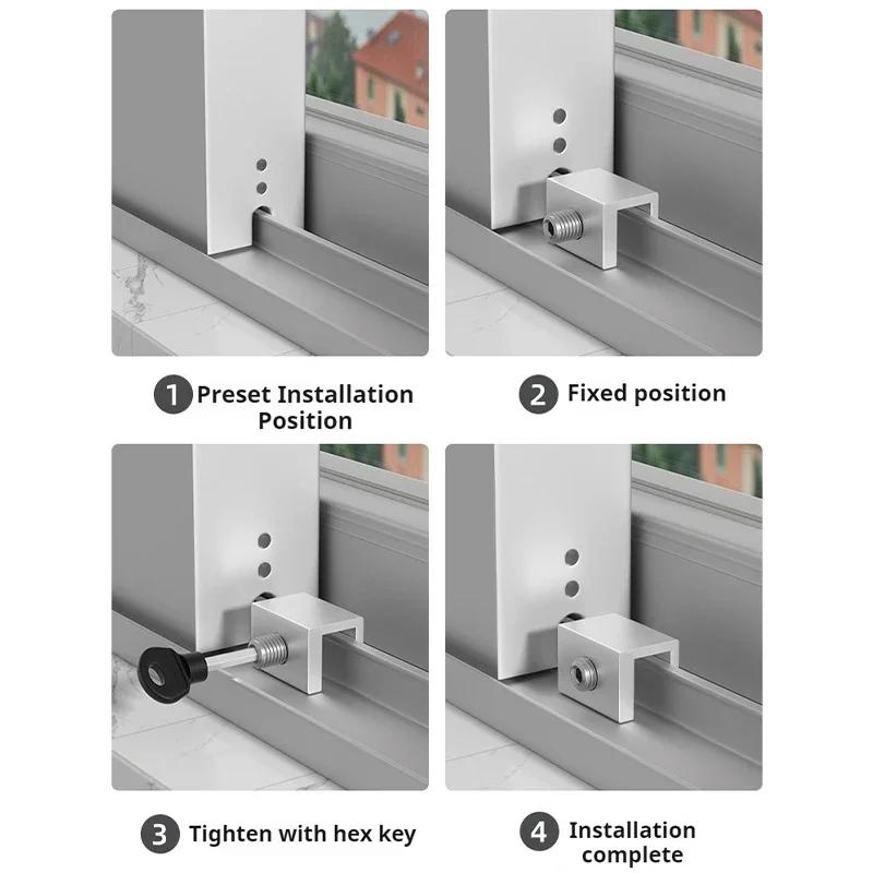 2 Pcs Non Punching Window Limiter, Window Lock Buckle, Sliding Door, Child Protection Device, Safety and Anti-theft Device