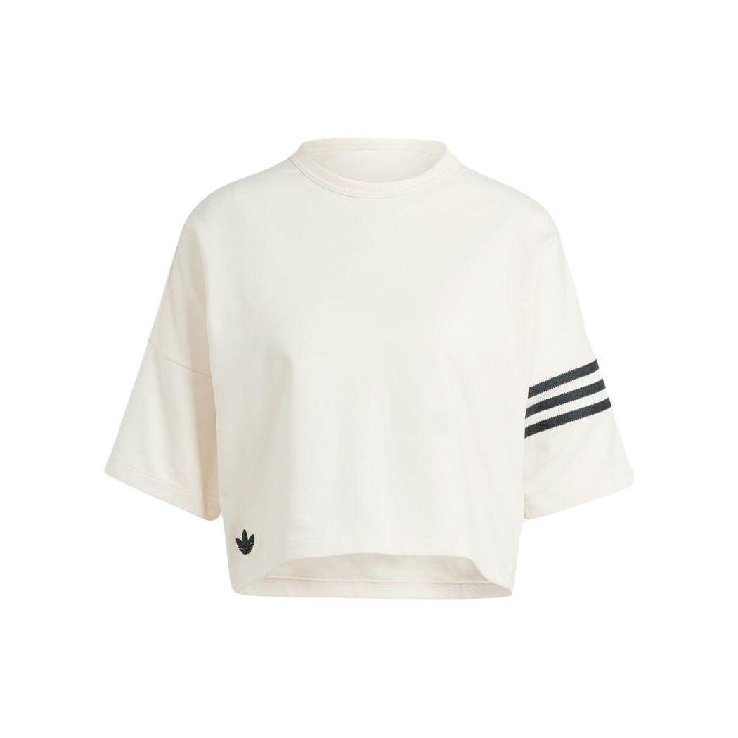 

Adidas Originals Adicolor Neuclassics Loose Fit Crop Short Sleeve Cotton Blend T-Shirt Women Beige IM1830 XL