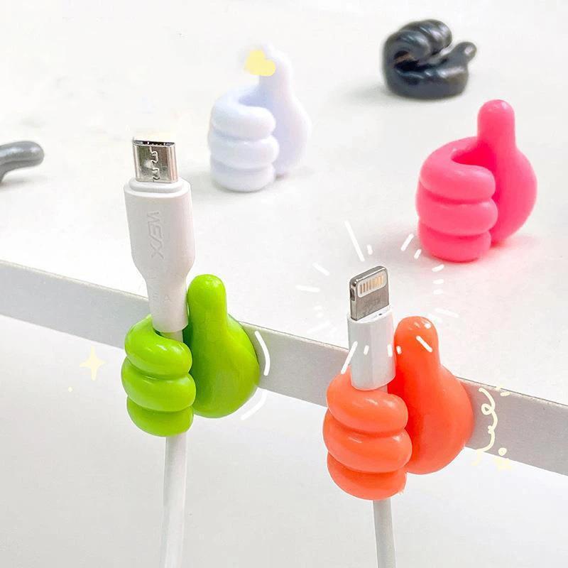 Self-adhesive Thumb Wall Hook for Hanging, Cable Clip, Wall Silicone Hook for Desk Wire Management, Random Colors