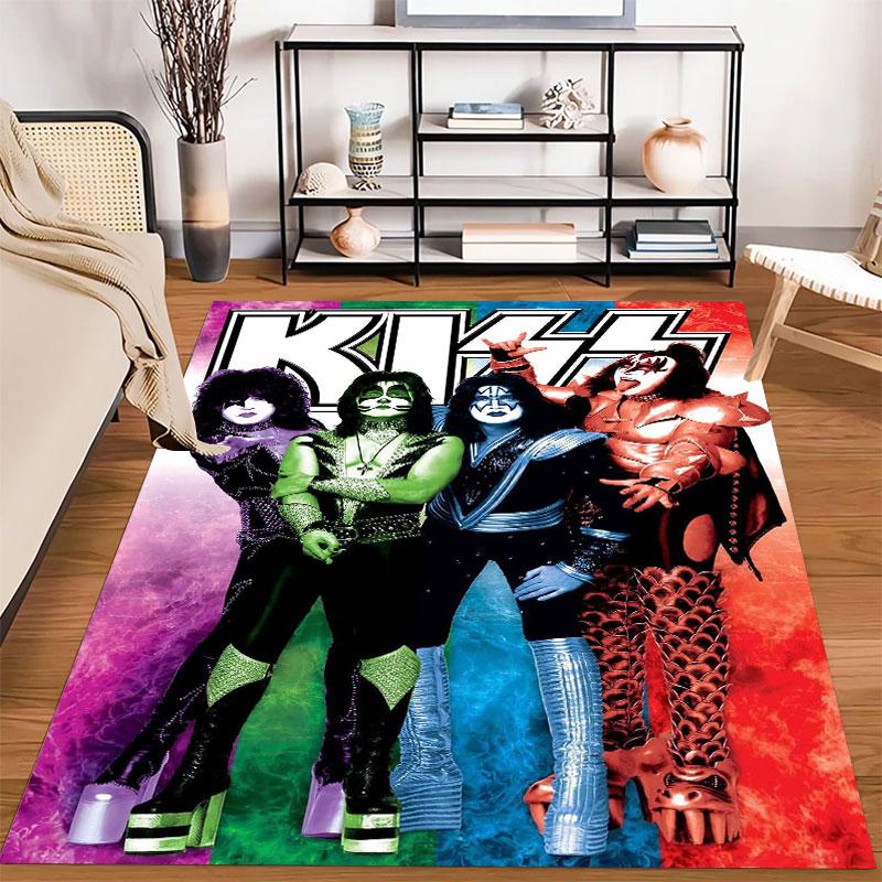 KISS rock band Carpets and Rug 3D Printing Carpet Floor Mat Living Room Bedroom Large Area Soft Carpet-JM001