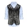 Frühling und Herbst Herren Strickjacke Mode Urban V-Ausschnitt PU Leder Weste Herrenweste