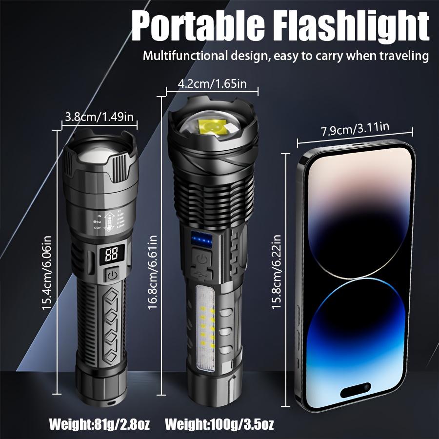 High Power 2000LM LED Flashlight Built-in Battery USB Rechargeable Strong Light Tactical Torch Outdoor Camping Hiking Lantern