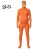 Skin Friendly Party Outfit Orange Full Bodysuit for Kids Adults, with Belly, Yellow Mustache & Eyebrows, Body Zentai Suit Men Women Open Face