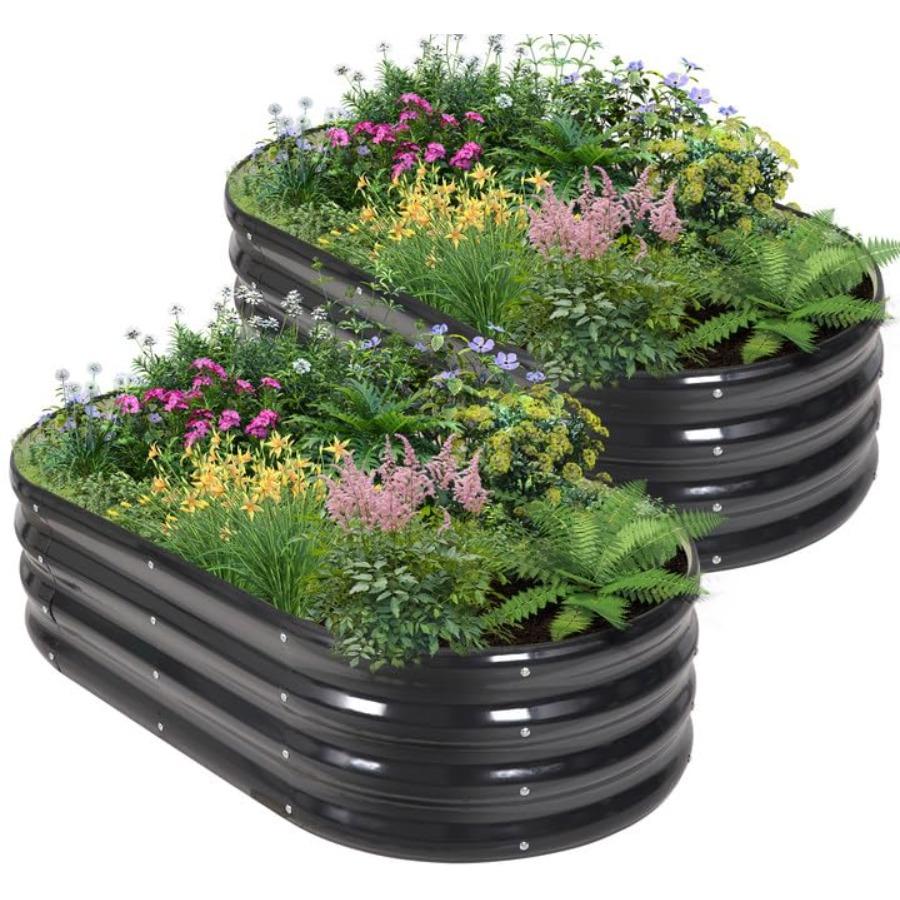 

Galvanized Raised Garden Bed Outdoor 4x2x1FT 2 Pack Metal Garden Planter Box with Safety Edging Gloves for Gardening Vegetables United States