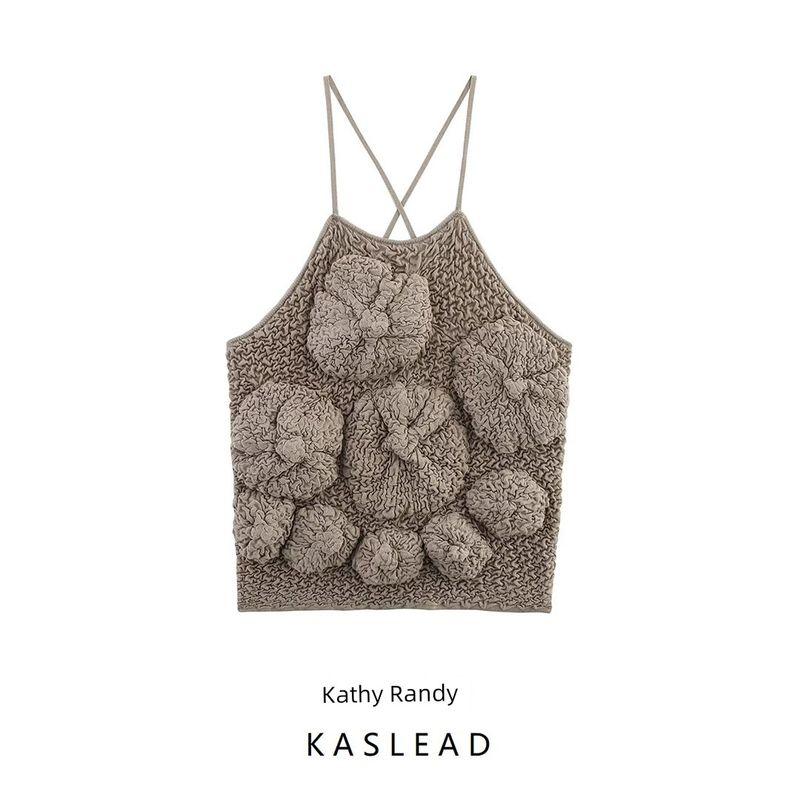 Kaslead New Women Clothes Western Style Fashion Texture Sleeveless Leisure Top 3920308 832