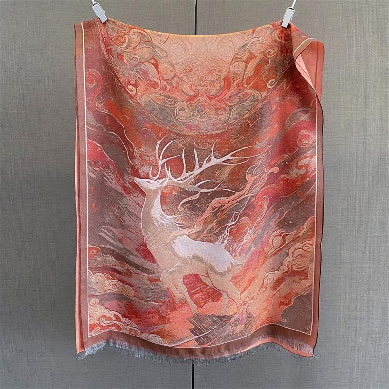 

Олень Животный Узор Жаккардовый Женский Шарф Мягкий Искусственный Кашемир Одеяло Зимний Теплый Платок Шали Фуляр Пашмина Шейный Платок Пончо 70x185cm