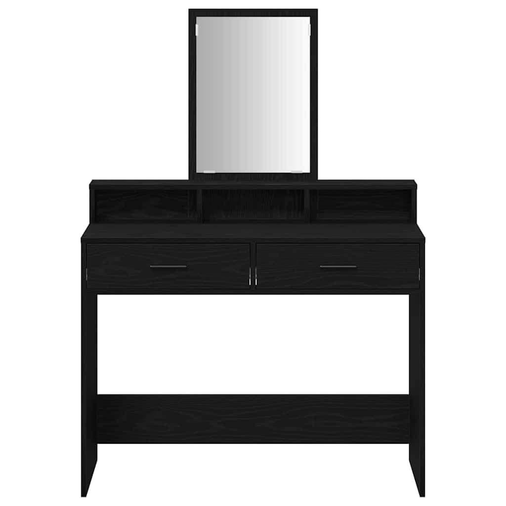 Makeup Table with Shelf Black Oak Look 100 x 41 x 140 cm