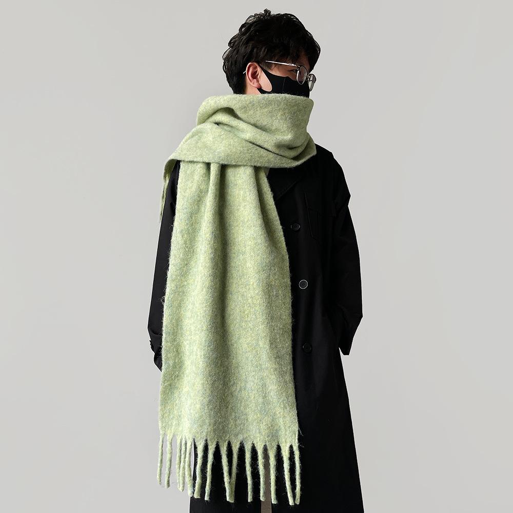 Autumn and Winter Thickened Scarf Couple Mohair Scarf Women's Versatile High-end Thickened Warm Scarf Solid Color Shawl