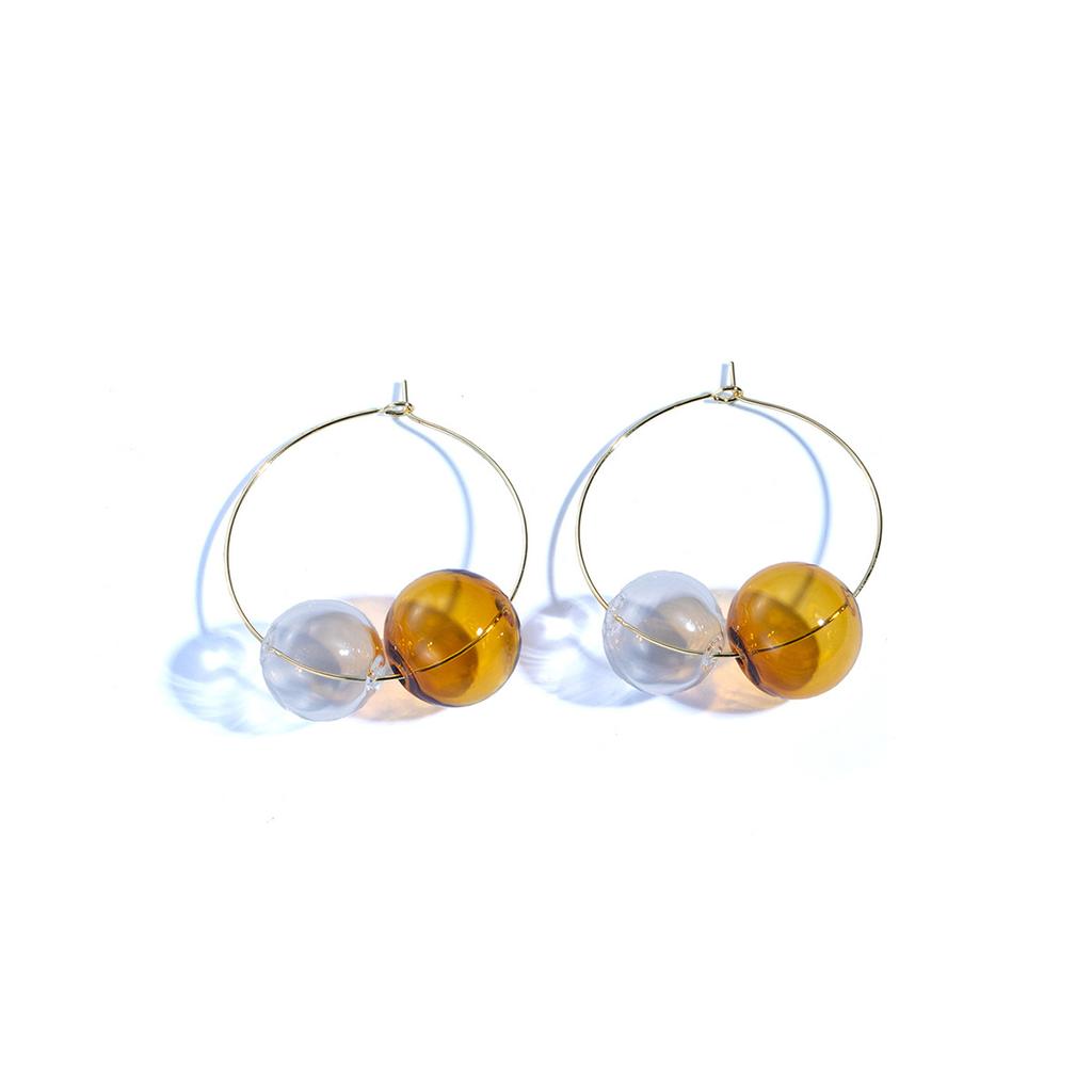 Handmade Harajuku Colored Bubble Glass Ball Earrings, Autumn And Winter Fashion Light Luxury High-End Super Fairy Cute Earrings
