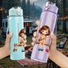 1PC Little Girl Swing Cartoon Print 750ml Color Plastic Sports Water Bottle Leakproof Flip Straw Lid Suitable for Sports Office Home Use