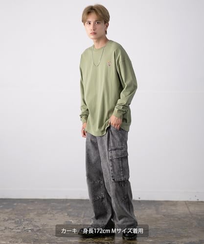 IMPROMES Casual SIDEWAYSTANCE Embroidered Downer Bear Long Sleeve T-Shirt, Men's, Khaki