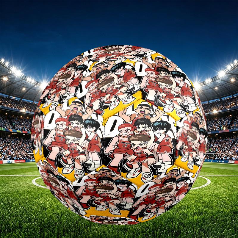 SLAM DUNK Print Size 5 Soccer Ball, PU Wear Resistant Football for Match Training and Daily Practice, Birthday Gift for Soccer Fans