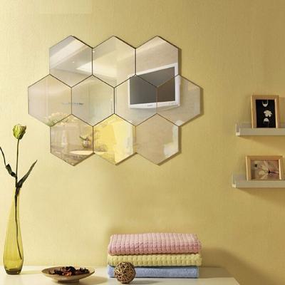 6/12Pcs Hot Safety 3D Geometric Hexagon Home Decor Mural Decals Mirror Wall Sticker