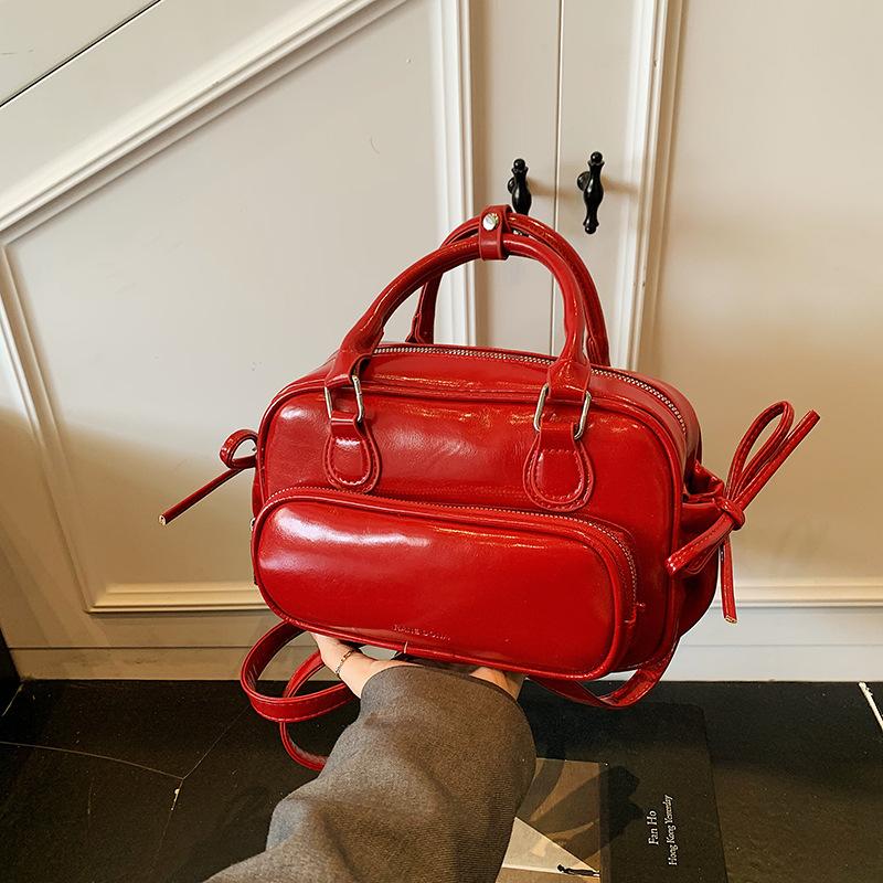 Foreign Trade New Simple Oily Backpack Women's Korean Ins Fashion Small Backpack Niche High-end Oblique Straddle Women's Bag