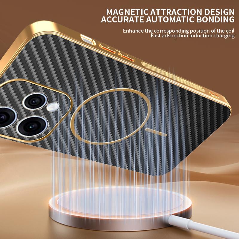 For OPPO Reno 15 15 Pro 15 ProMini Electroplated Carbon Fiber Magnetic Fingerprint-resistant Shockproof Phone Case