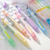 6pcs Dual-Tip Highlighters Set Erasable with Eraser & Glitter Tips Soft Highlighter for Journaling & Marking