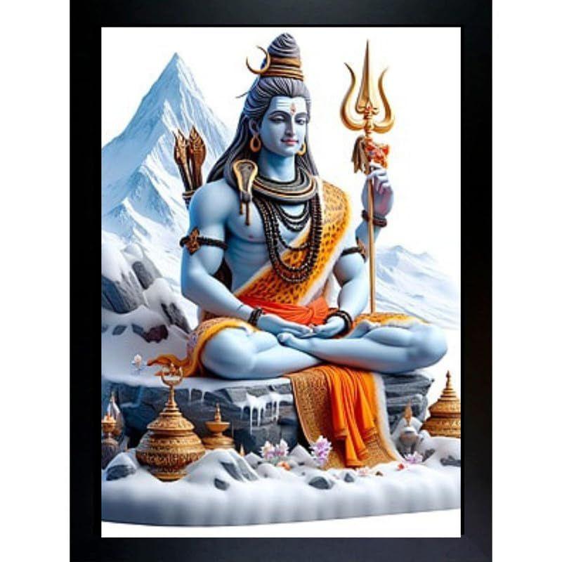 

Религиозные деревянные фоторамки Шанкар Бхоле Нат с акриловым листом для поклонения/пуджи-5x7 дюймов