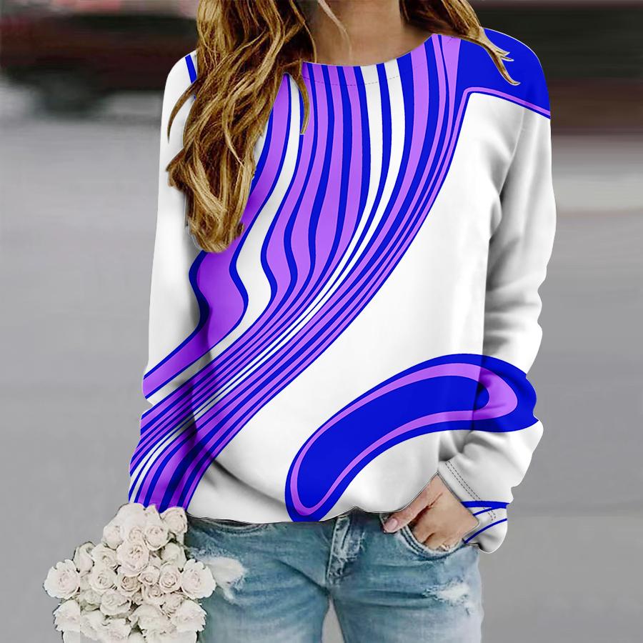 

Топы для женщин с принтом изогнутой дорожки, круглым вырезом и длинным рукавом, футболка, осенний повседневный тонкий пуловер, женский топ с длинным рукавом XS розовый