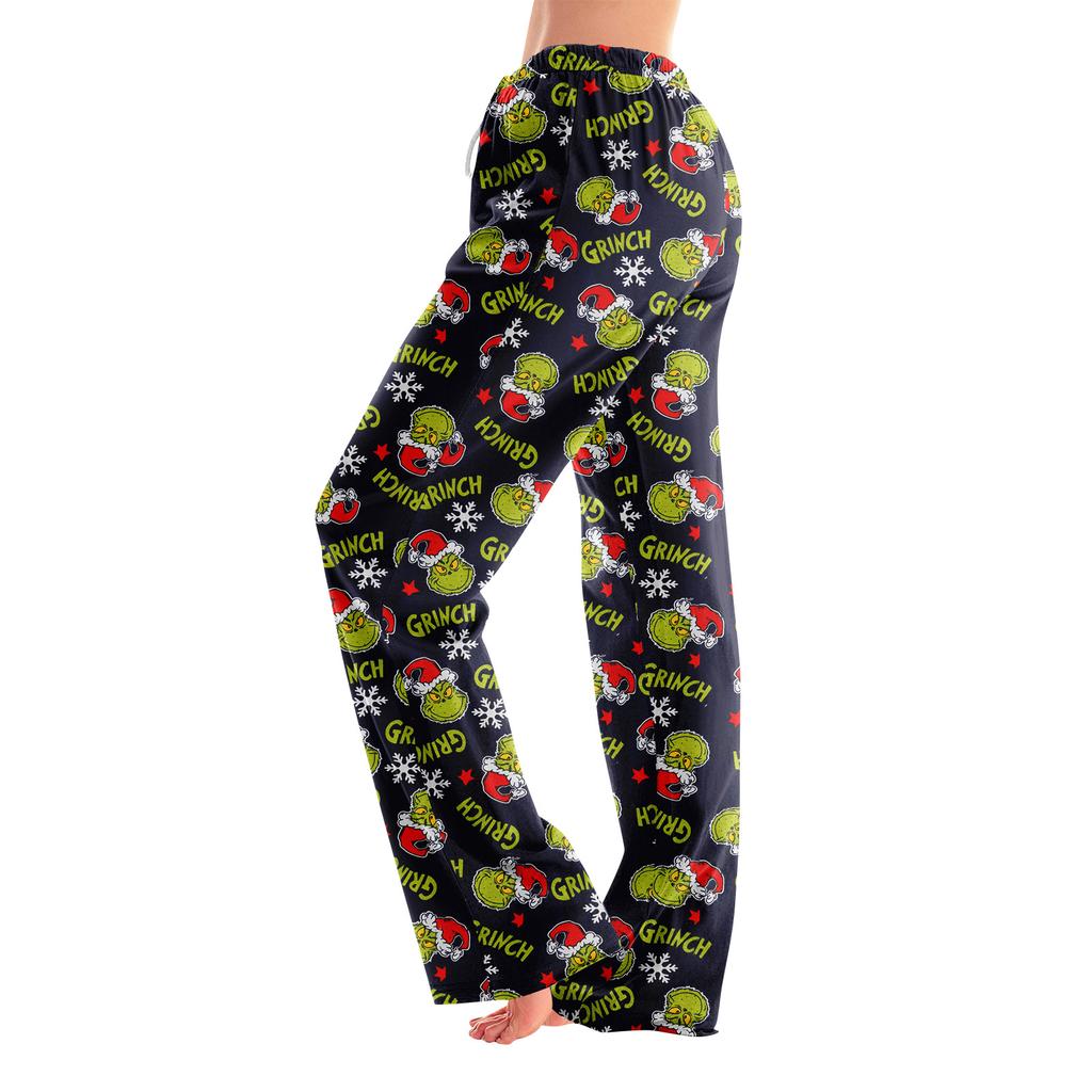Pijama Altı Uyku Giyim Günlük İpli Elastik Bel Pantolon Rahat Düz Yoga Bol Pantolon