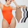 Macacão Feminino Estilo Europeu Americano Sexy Slim Fit Cor Sólida Cintura Alta Manga Curta