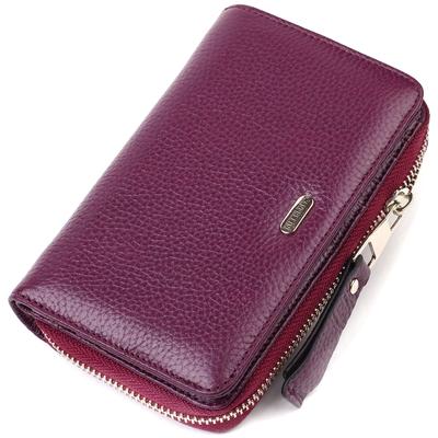 Bright Medium-sized Women's Wallet Made of Genuine Grained Leather CANPELLINI 21909 Lilac