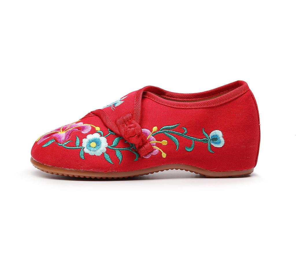 Women's Spring & Autumn Canvas Flats with Morning Glory Embroidery