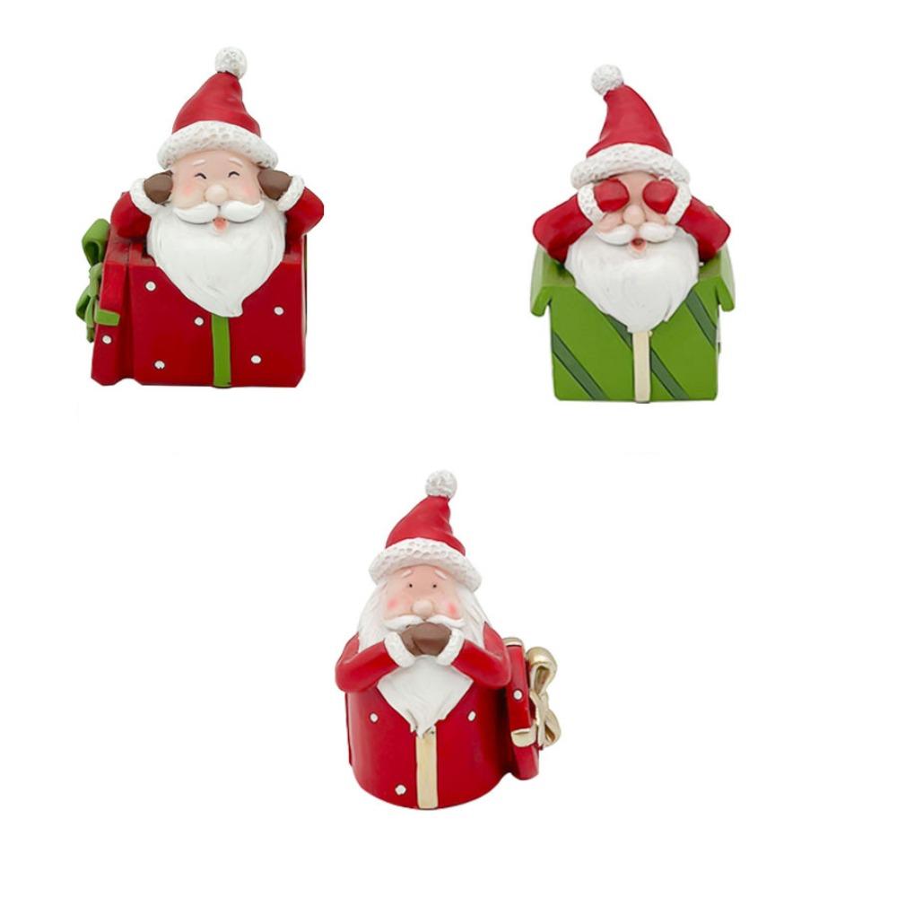 

3pcs/set Mini Santa Claus Ornaments Creative Red Santa Claus Doll Santa Claus Resin Statue Party 3Pcs