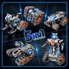 5-in-1 Building Toys with LED Light, APP & Remote Controll Building Block Set, 604 PCS RC Tech Rechargeable Tank Robot Sleigh Tracked Racer Toy, Gift