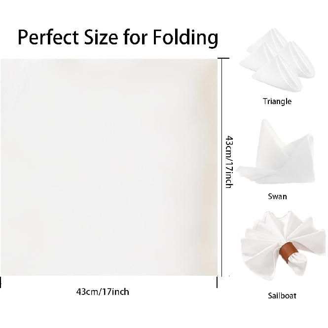 Cloth Napk Washable - Cloth Napk Set of 12 White 17x17 Inches Dinner Napk,Soft,Washable,Reble Napk Cloth for