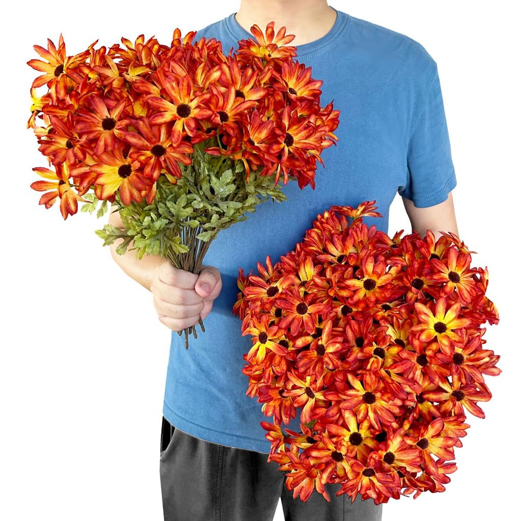 14-Stem Chrysanthemum Artificial Flowers - Realistic Faux Bouquet For Year-Round Home Decor