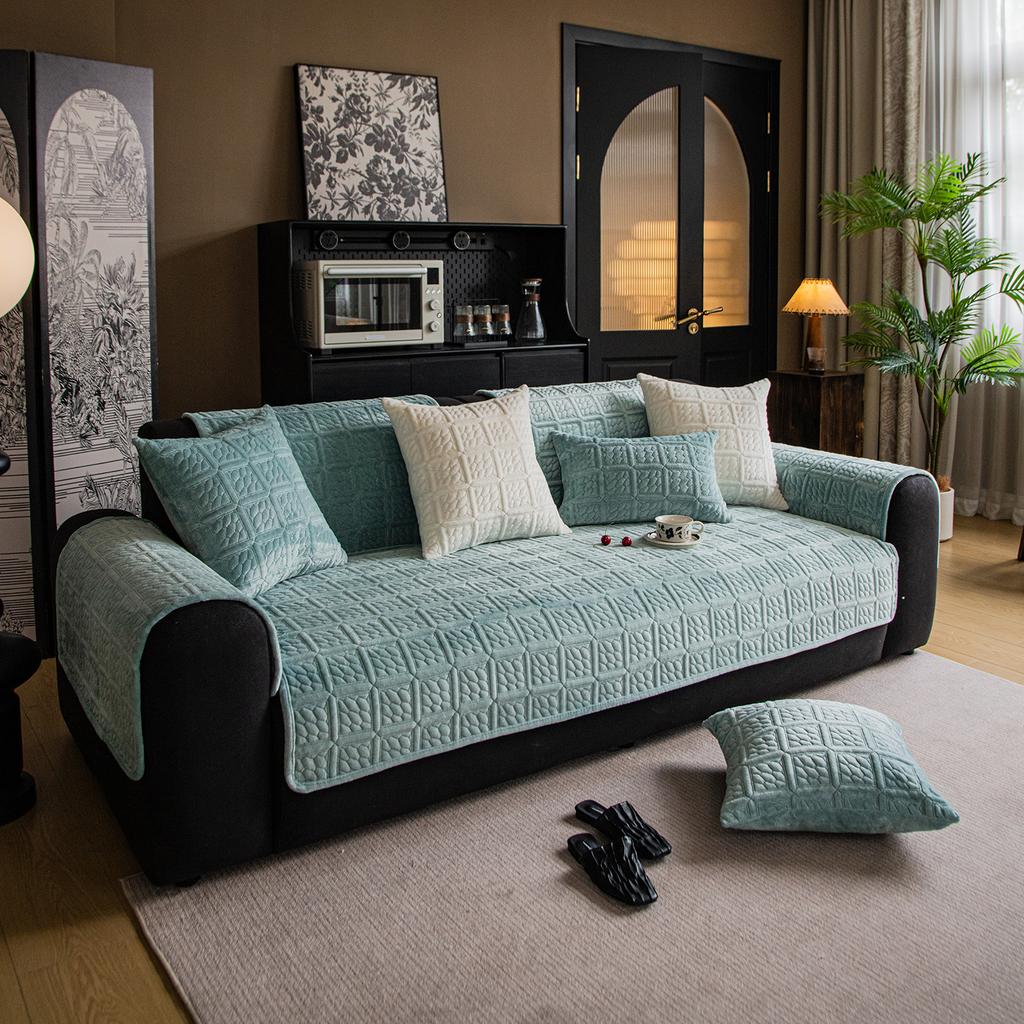 Minimalistisches und modernes, warmes und weiches Sofakissen aus Milchsamt für den Winter, Plüsch-Rückenlehnen-Armlehnenkissen, Handtuch-Sofabezug