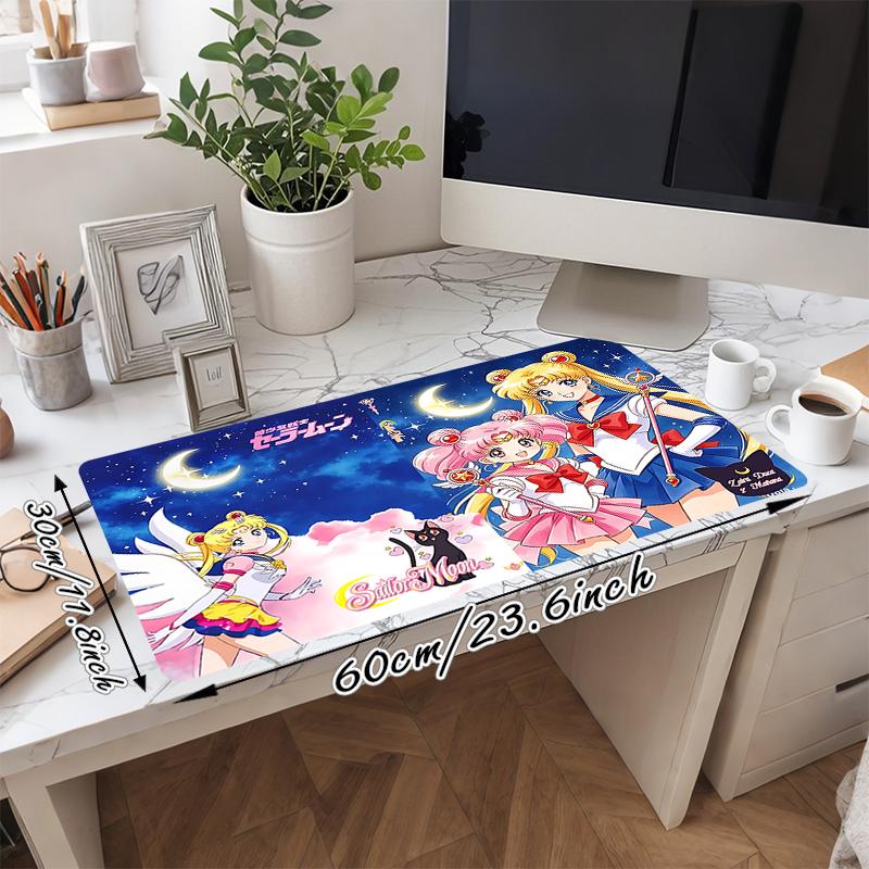 1Pc Moonlit Sailor Magic Gaming Mouse Pad Keyboard Desk Mat Non-slip Rubber Lock Edge Waterproof Computer Mousepad for Office Home Decor Y1505