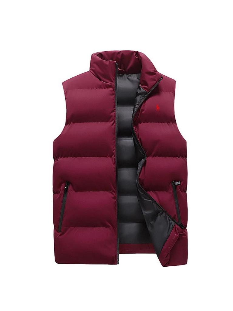Men's Windproof Stand Collar Cotton Vest - Warm, Velvet-Lined, Casual Hong Kong Style for Autumn/Winter