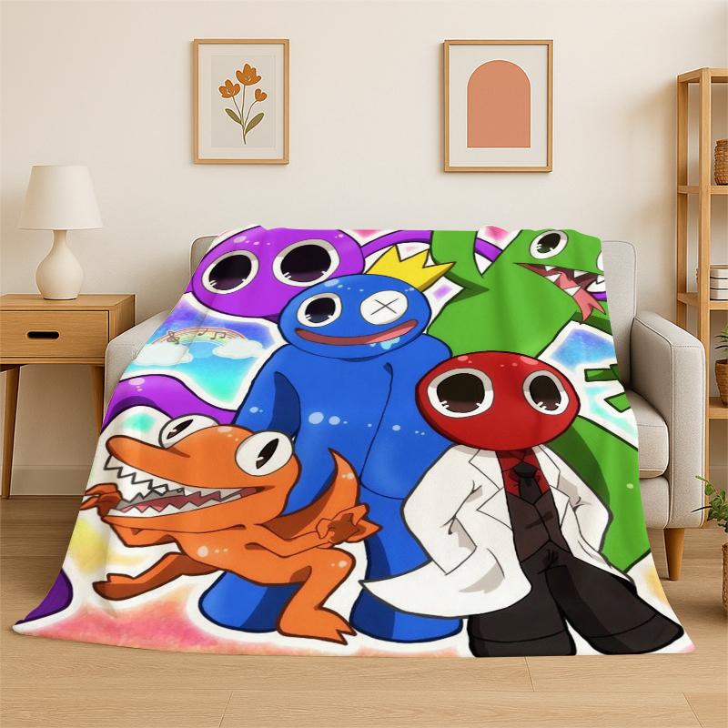 

3D R-Rainbows Friends Cartoon Game Flannel Blanket Soft Warm Throw Blanket for Bedroom Living Room Bed Travel Camping Picnic 75x90cm