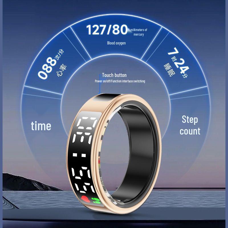 Smart Ring with Touchscreen: Monitors Heart Rate, Blood Oxygen, Sleep, and Page Turning