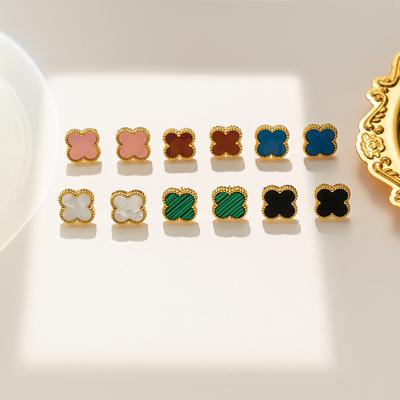 High-Quality Titanium Steel Five-Leaf Flower Earrings Four-Leaf Clover Earrings Simple Shell Senior Sense Of Earrings Women's Earrings