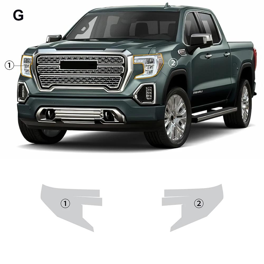 Pre Cut PPF Headlight Paint Protection Film for GMC Sierra AT4 DENALI SLT - 8.5mil TPU Clear Bra Car Styling headlight film