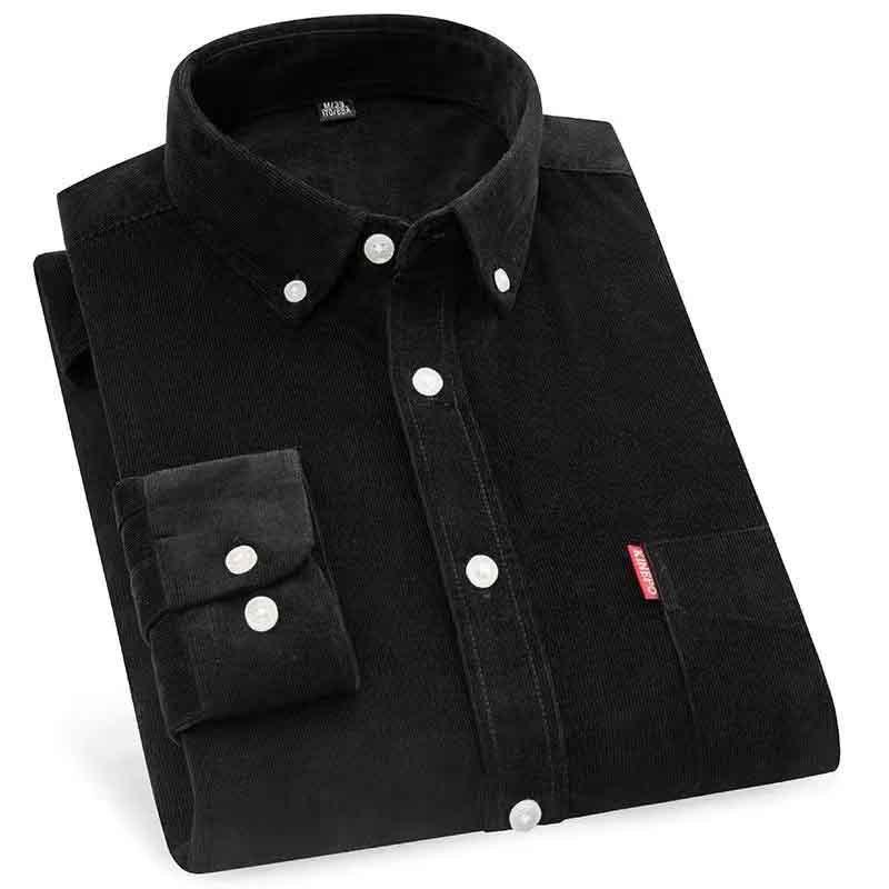 Men's Vintage Corduroy Long Sleeve Shirt - Pure Cotton Business Casual