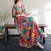 Sommer Vintage Blumen Lockeres Kleid Fließendes A-Linien-Kleid Damen