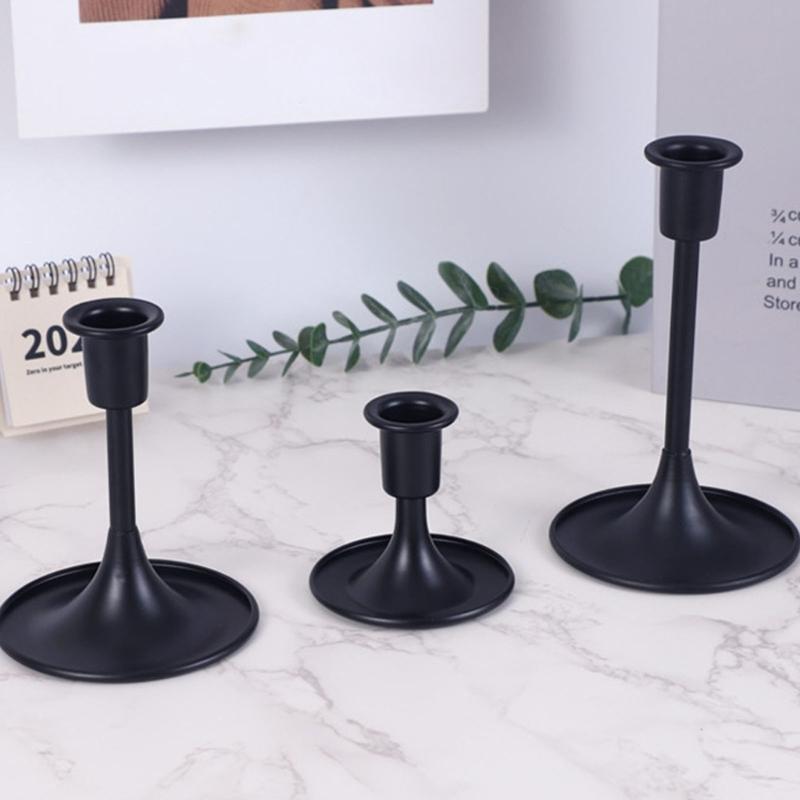 Antique Styles 3Piece Iron Candle Holders Stand Set Intricate Carving Design For Living Room Centerpieces Gift