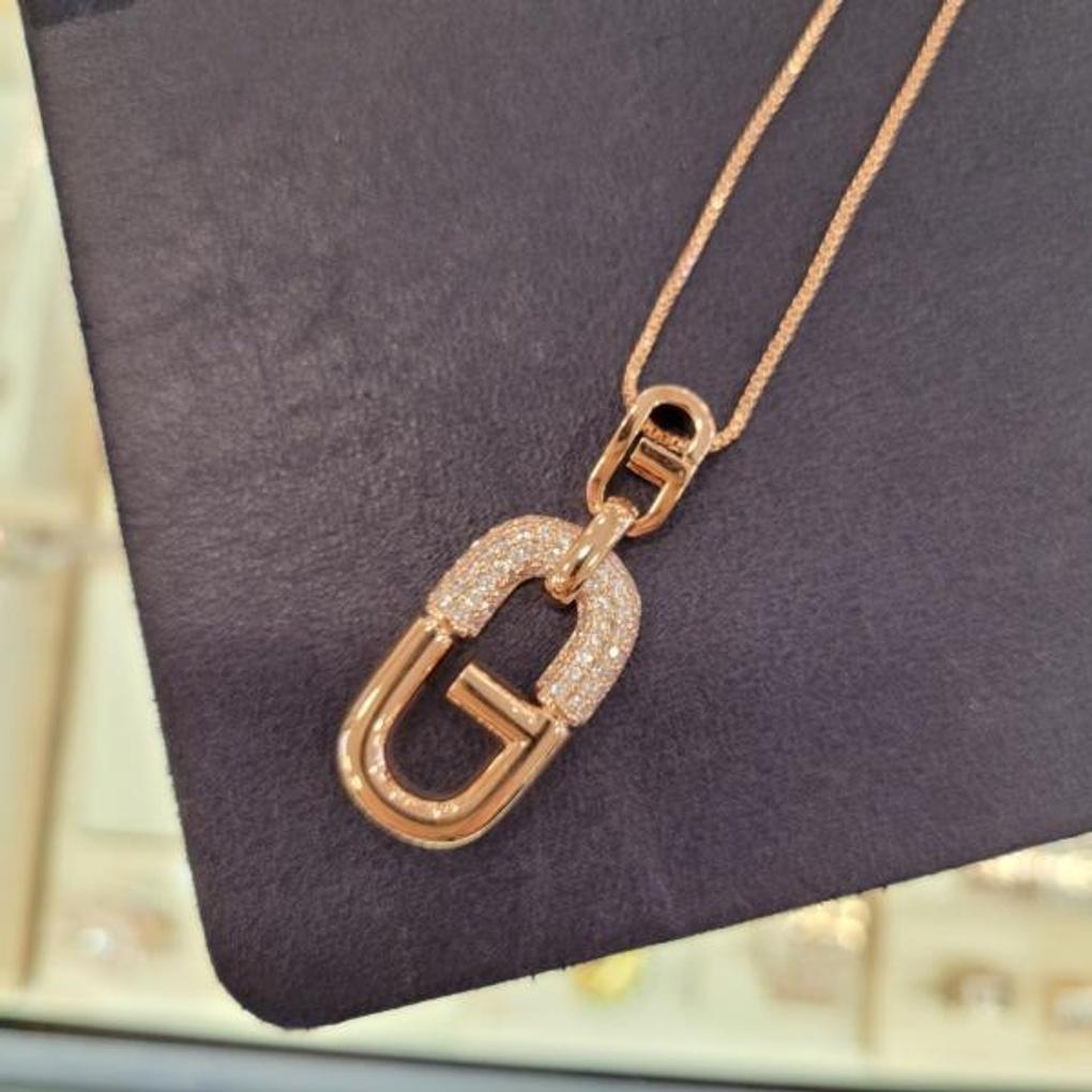 Atria Oval Front Chic G Cubic Line N Necklace JTONEFR0037PKF