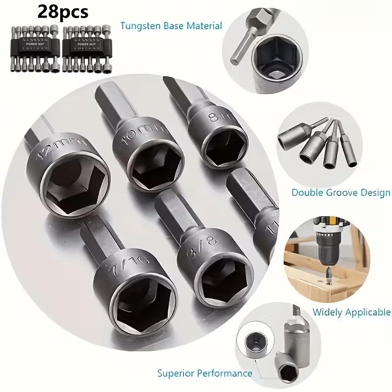 9/14 piece socket set, Hex Key Set 5 mm-13 mm,, Multi-Functional Screwdrivers Made of High Carbon Steel for Power Tools