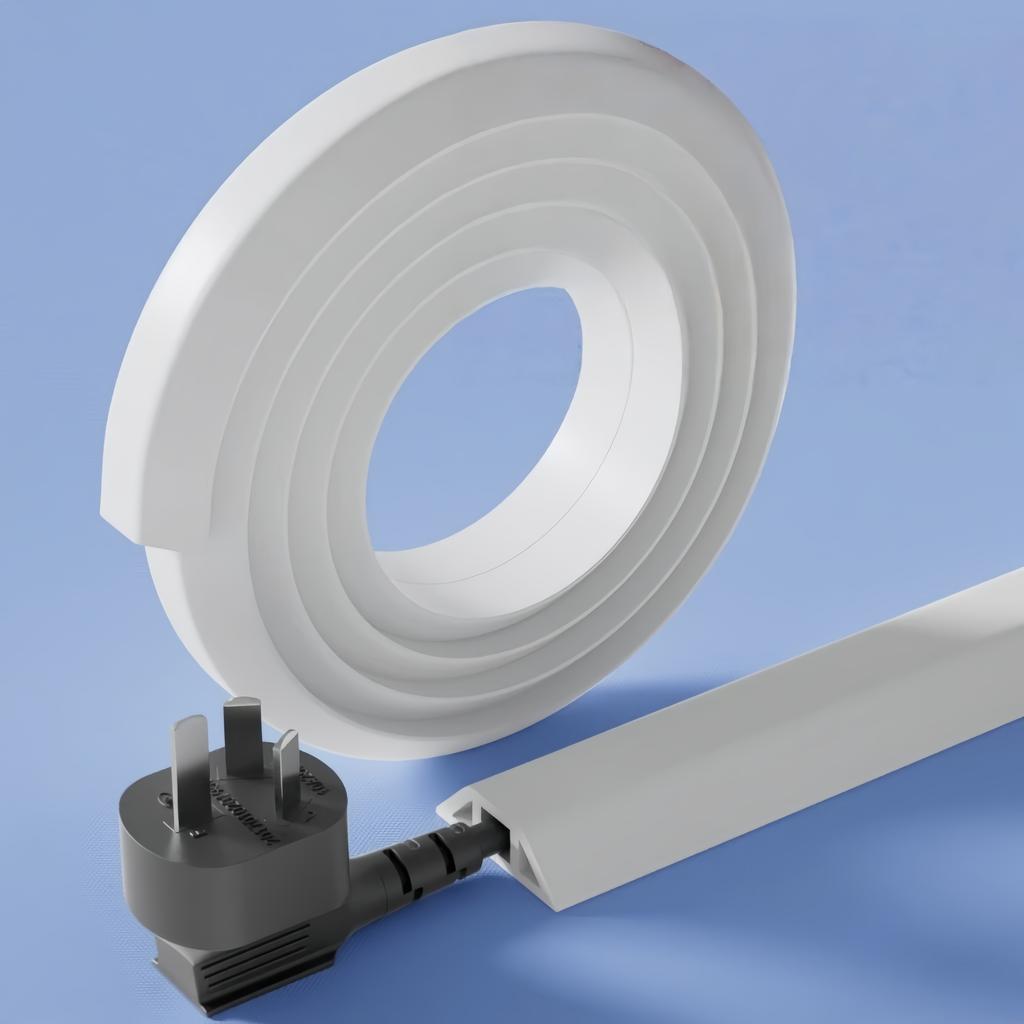 1PC 1mx2cm/3cm/4cm White Flexible Floor Cable Cover Self-Adhesive Wall Cord Hider Wire Duct Duct Slot Cable Manage Wall Cover
